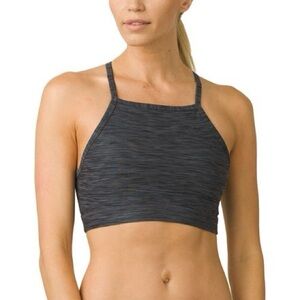 Prana - Alois Yoga T-Strap High Neck Heathered Gray Sports Bra